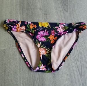 Tropical floral navy bikini bottoms